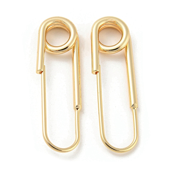 

PandaHall Rack Plating Brass Pendants, Paper Clip, Real 18K Gold Plated, 36x10x4mm, Hole: 5.5mm Brass
