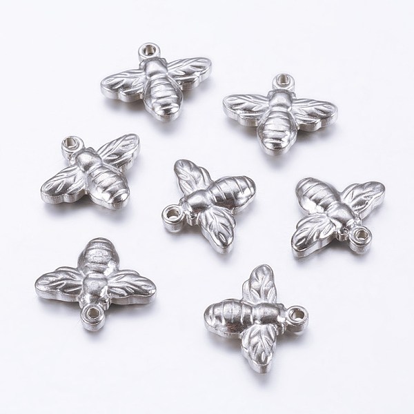 

PandaHall 304 Stainless Steel Pendants, Bee, Stainless Steel Color, 14x16x4mm, Hole: 1.5mm 304 Stainless Steel Bees