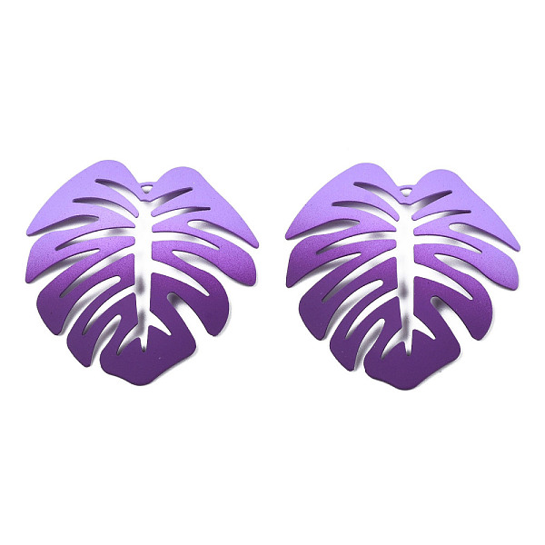 

PandaHall Spray Painted Iron Pendants, Tropical Leaf, Purple, 46x44x4.5mm, Hole: 1.6mm Iron Leaf Purple
