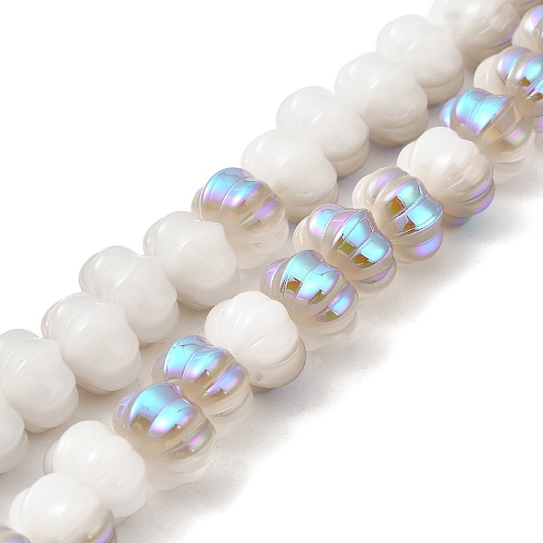 

PandaHall Half Rainbow Plated Electroplate Glass Beads, Two Tone, Pumpkin, Lilac, 9x11x12mm, Hole: 1.2mm, about 74pcs/strand, 23.23 inch..., Purple
