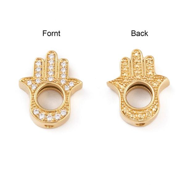 

PandaHall Long-Lasting Plated Brass Micro Pave Grade AAA Cubic Zirconia Bead Frame, Hamsa Hand/Hand of Fatima/Hand of Miriam, Cadmium Free &...