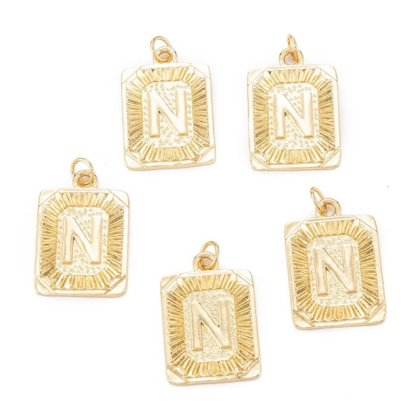 

PandaHall Brass Pendants, with Jump Ring, Long-Lasting Plated, Cadmium Free & Nickel Free & Lead Free, Rectangle with Alphabet, Real 18K...
