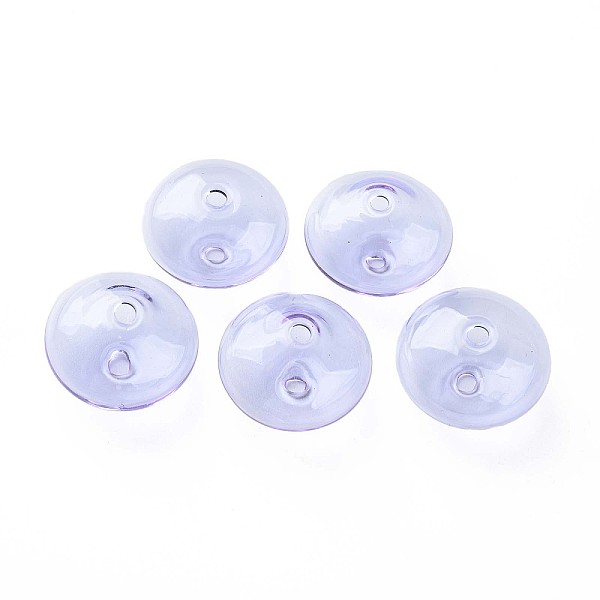 

PandaHall Transparent Handmade Blown Glass Globe Beads, Stripe Pattern, Flat Round, Lilac, 20~21x13~14mm, Hole: 1~2mm Glass Flat Round..., Purple