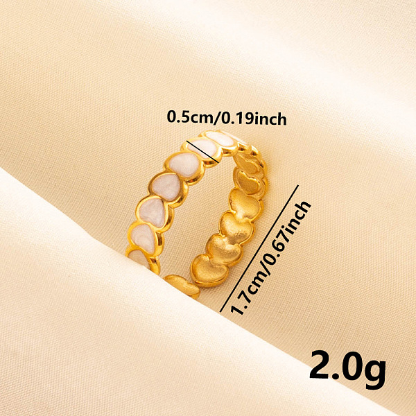 

PandaHall Heart 304 Stainless Steel Enamel Cuff Ring, Open Ring for Women, Golden 304 Stainless Steel Heart