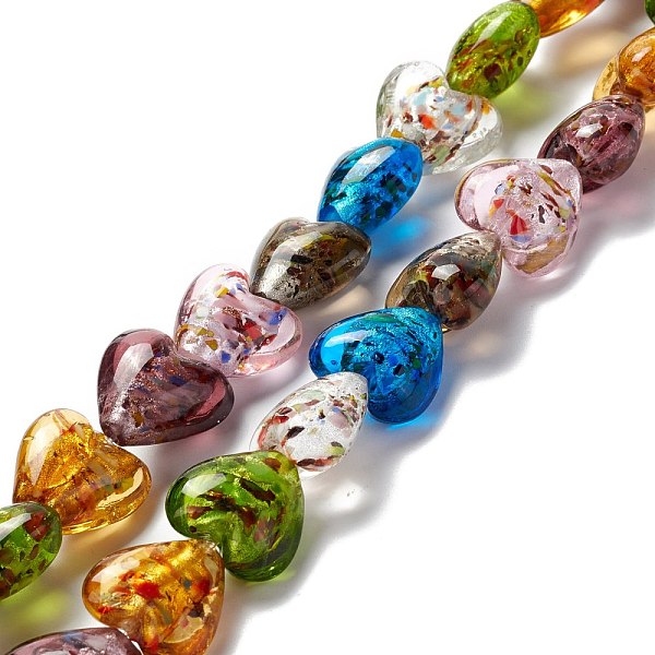 

PandaHall Handmade Lampwork Beads Strands, Heart, Mixed Color, 15.5~16.5x15.5~16x8~9.5mm, Hole: 1.2mm, about 28pcs/strand, 15.35 inch(39cm)..., Multicolor