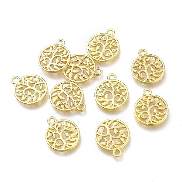 

PandaHall Alloy Pendants, Long-Lasting Plated, for Jewelry Making, Flat Round with Tree, Golden, 17.5x14.5x1mm, Hole: 2.4mm Alloy Flat Round