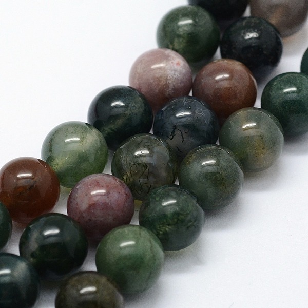 

PandaHall Natural Indian Agate Beads Strands, Round, 4mm, Hole: 0.6mm, about 95pcs/strand, 14.76 inch(37.5cm) Indian Agate Round