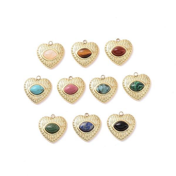 

PandaHall Natural & Synthetic Gemstone Mixed Gemstone Pendants, with Ion Plating(IP) Real 18K Gold Plated 304 Stainless Steel Findings...