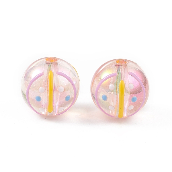 

PandaHall UV Plating Rainbow Iridescent Acrylic Enamel Beads, Round, Pink, 15~16mm, Hole: 2.8mm Acrylic Round Pink