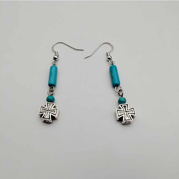 

PandaHall Bohemian Tassel Synthetic Turquoise & Alloy Dangle Earrings for Women Synthetic Turquoise