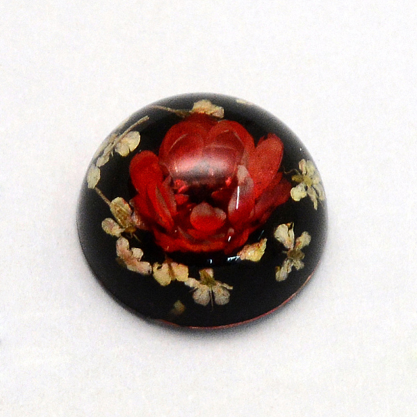 

PandaHall Resin Cabochons, Dome, Half Round, with Dried Flower inside, FireBrick, 13.5~14x7~8.5mm Resin Half Round Red