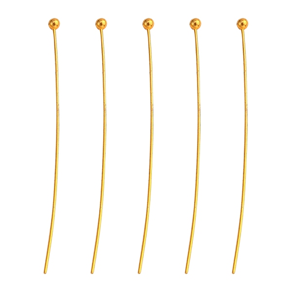 

PandaHall Brass Ball Head pins, Cadmium Free & Nickel Free & Lead Free, Golden, 39x0.5mm, 24 Gauge, Head: 2mm Brass