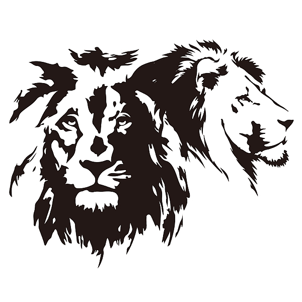 

PandaHall PVC Wall Stickers, Rectangle, for Home Living Room Bedroom Decoration, Lion Pattern, 540x325mm Plastic Lion