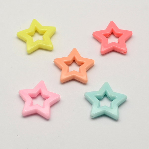 

PandaHall Opaque Acrylic Bead Frames, Star, Mixed Color, 25x27x5mm, Hole: 2.5mm Acrylic Star Multicolor