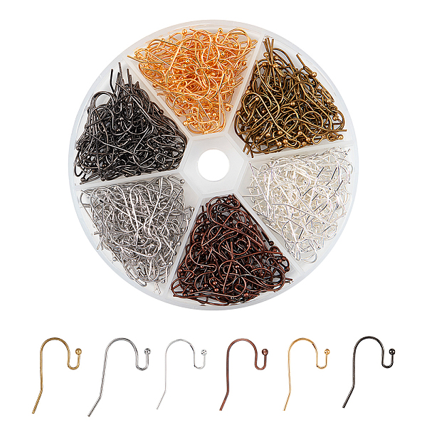 

PandaHall Brass Earring Hooks, Ear Wire, Lead Free & Cadmium Free, Mixed Color, 22x11x0.75mm, 20 Gauge, 6colors, 60pcs/color, 360pcs/box...