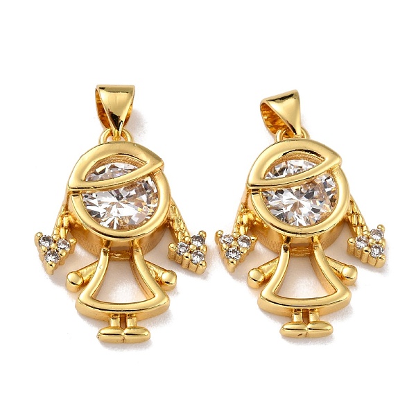 

PandaHall Brass Micro Pave Clear Cubic Zirconia Pendants, Girl, Real 18K Gold Plated, 23x17x6mm, Hole: 4x3mm Brass+Cubic Zirconia Human...