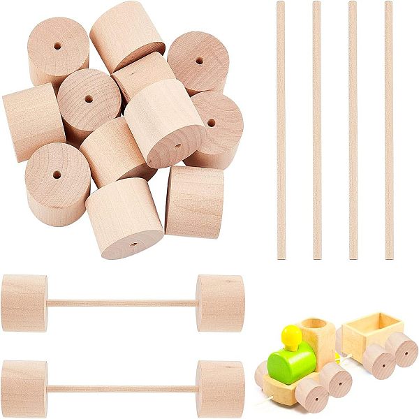 

PandaHall OLYCRAFT 24pcs Wood Wheels Unfinished Wooden Wheel with Wooden Sticks Wooden Crafts Wooden Wheels with 4.5mm Holes for Crafts DIY..., Orange