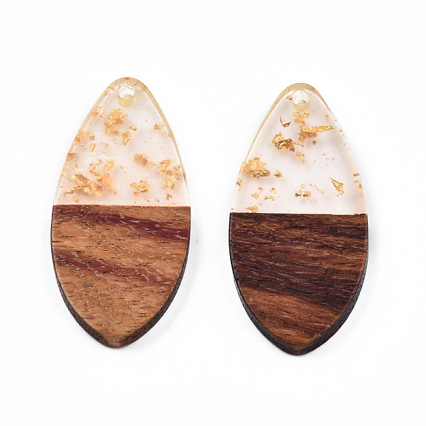 

PandaHall Transparent Resin & Walnut Wood Pendants, with Foil, Teardrop Shape Charm, Gold, 38x18x3mm, Hole: 2mm Resin+Wood Teardrop Gold