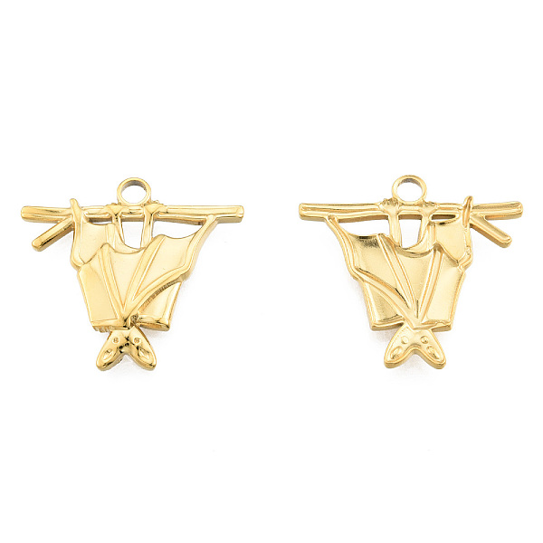 

PandaHall Ion Plating(IP) 201 Stainless Steel Pendants, Bat, Real 18K Gold Plated, 23x25x2.5mm, Hole: 2.5mm 201 Stainless Steel Others