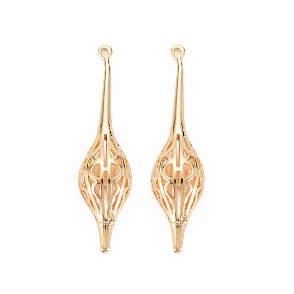 

PandaHall Brass Big Pendants, Nickel Free, Teardrop, Real 18K Gold Plated, 52~55x12.5x11mm, Hole: 1.5mm Brass Teardrop