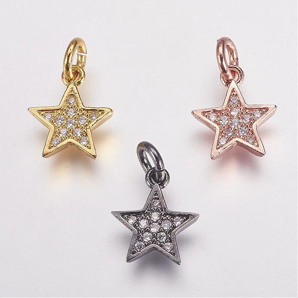 

PandaHall Brass Micro Pave Cubic Zirconia Charms, Star, Mixed Color, 11.5x10x2mm, Hole: 3mm Brass+Cubic Zirconia Star Multicolor