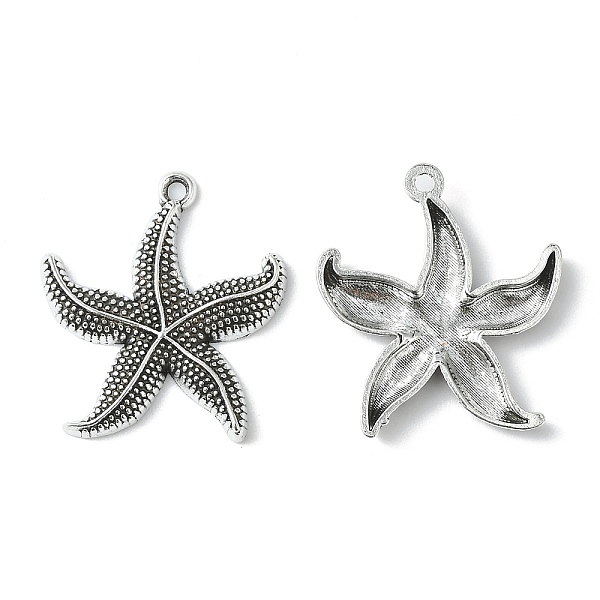 

PandaHall Zinc Alloy Pendants, Cadmium Free & Lead Free, Starfish/Sea Stars, Antique Silver, 26x23.5x3mm, Hole: 2mm Alloy Starfish