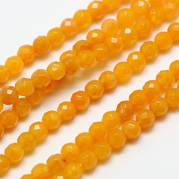 

PandaHall Natural Topaz Jade Bead Strands, Faceted Round, 3mm, Hole: 0.8mm, about 126pcs/strand, 15 inch Topaz Jade Round