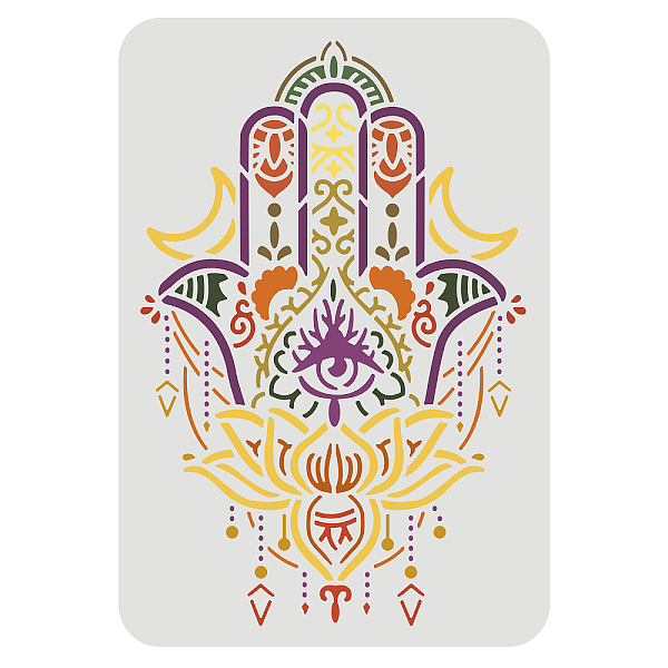 PandaHall FINGERINSPIRE Hamsa Hand Stencil Template 29.7x21cm Plastic Hamsa Blessed Eyes Mandala Drawing Stencils Reusable Large DIY...