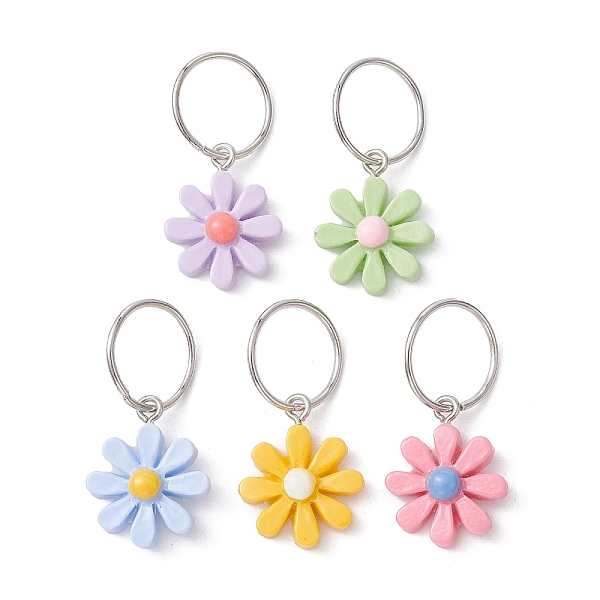 

PandaHall Iron Dreadlocks Beads, Resin Flower Braiding Hair Pendants Decoration Clips, Mixed Color, 36mm, Inner Diameter: 13.5mm Resin..., Multicolor