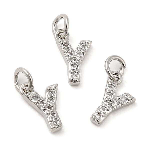 

PandaHall Brass Micro Pave Grade AAA Cubic Zirconia Charms, Letter Y, Cadmium Free & Nickel Free & Lead Free, Clear, Real 18K Gold Plated...