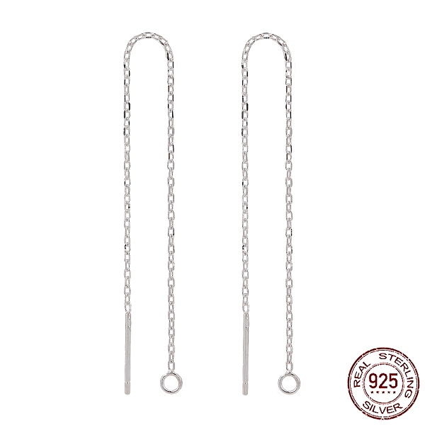 

PandaHall 925 Sterling Silver Ear Stud Findings, with 925 Stamp, Ear Thread, with Cable Chain, Silver, 99x0.8mm, Hole: 1mm, Pin: 0.8mm...