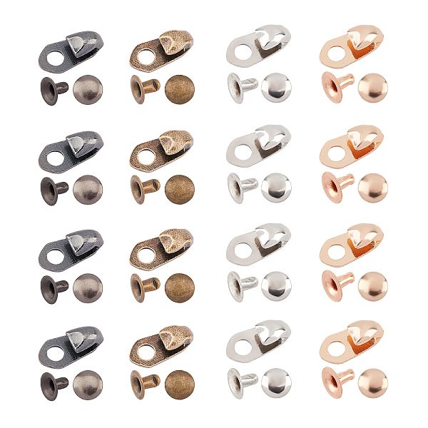 PandaHall Alloy Boot Lace Hooks, for Climbing and Outdoor Shoes, with Rivets, Oval, Mixed Color, 20x9x7mm, Hole: 5mm, 4 colors, 10sets/color...