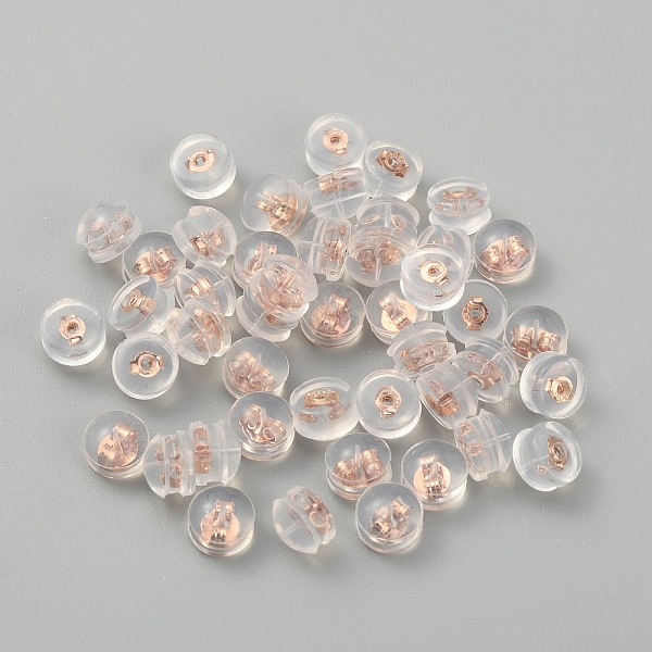 

PandaHall Sterling Silver Silicone Cover Ear Nuts, Hamburger, Rose Gold, 5x4mm, Hole: 0.7mm Silicone Hamburger
