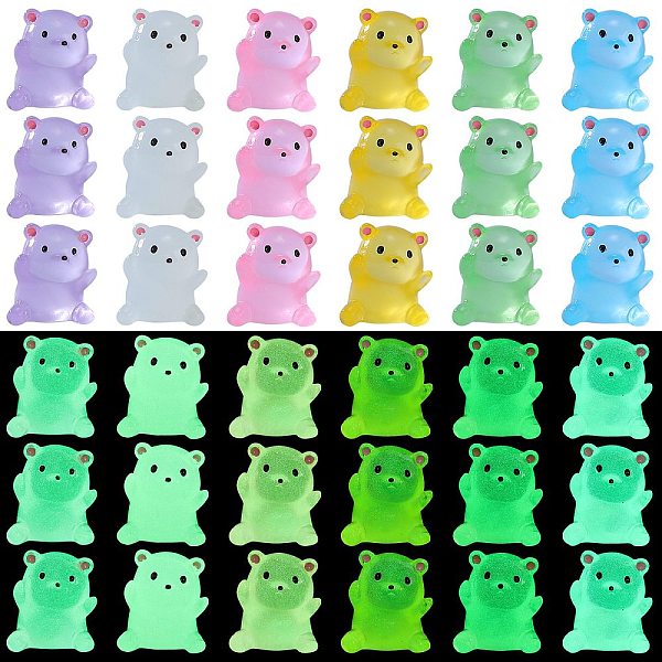 

PandaHall 36Pcs 6 Colors Bear Luminous Resin Display Decorations, Glow in the Dark, for Car or Home Office Desktop Ornaments, Mixed Color..., Multicolor