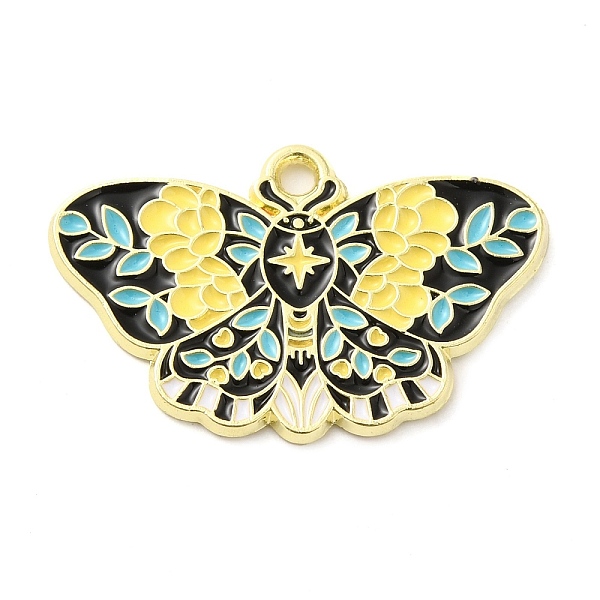 

PandaHall Alloy Enamel Pendants, Golden, Butterfly with Flower Charm, Black, 18x28x1.5mm,Hole: 1.8mm Alloy+Enamel Butterfly Black