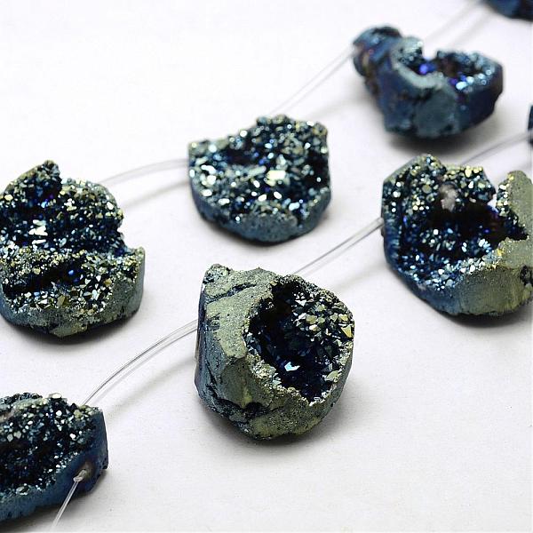 

PandaHall Electroplated Natural Druzy Agate Beads Strands, Top Drilled Beads, Teardrop, Dyed, Rainbow Plated, 36~42x23~29x12~32mm, Hole...