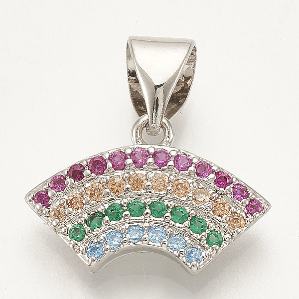 

PandaHall Brass Micro Pave Cubic Zirconia Pendants, Fan, Colorful, Platinum, 9.5x14x3mm, Hole: 4.5x3.5mm Brass+Cubic Zirconia Fan