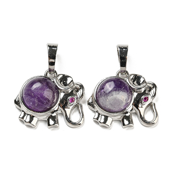 

PandaHall Natural Amethyst Pendants, Rack Plating Brass Elephant Charms, Platinum, Cadmium Free & Lead Free, 26mm, Elephant: 18x21x8mm, Hole...