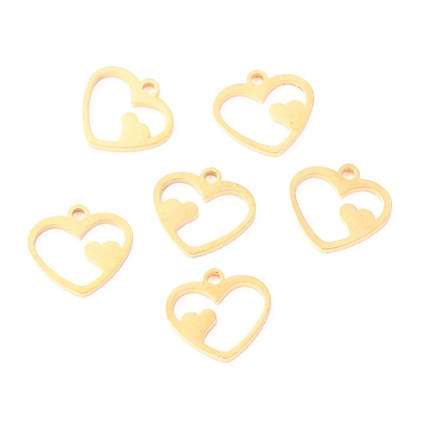 

PandaHall 304 Stainless Steel Charms, Laser Cut, Heart, Golden, 12x11x1.1mm, Hole: 1.4mm 304 Stainless Steel Heart