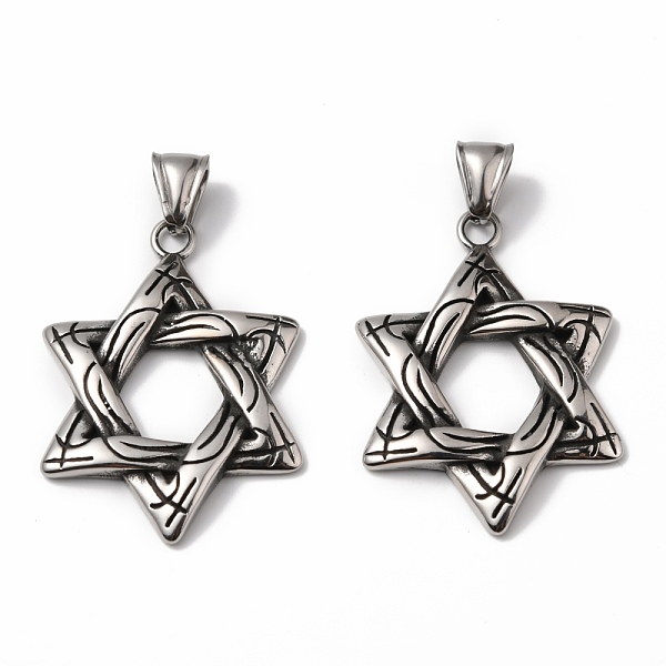 

PandaHall 304 Stainless Steel Pendants, Star of David, Antique Silver, 41x29x3.5mm, Hole: 4.5x8mm 304 Stainless Steel Star
