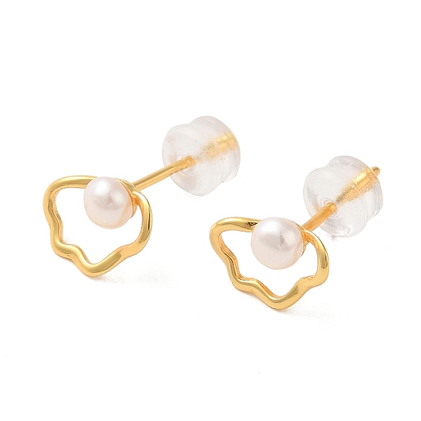 

PandaHall Sterling Silver Studs Earrings, with Natural Pearl, Jewely for Women, Cloud, Real 18K Gold Plated, 15x10mm Sterling Silver Cloud