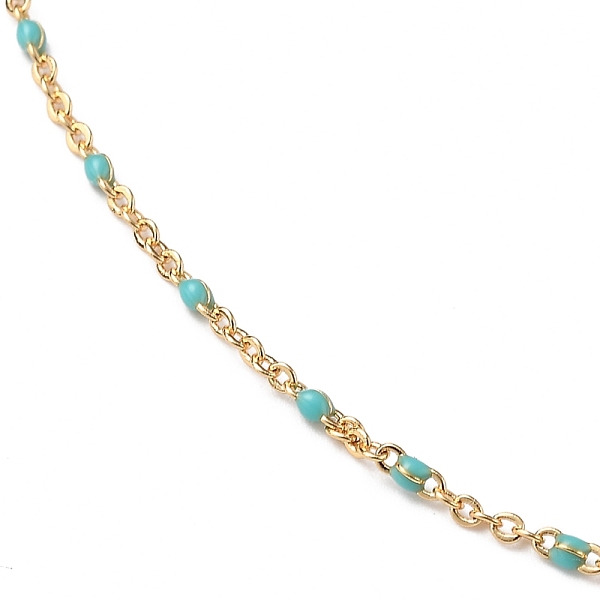 

PandaHall Brass Enamel Cable Chain Necklaces, with 304 Stainless Steel Lobster Claw Clasps, Real 18K Gold Plated, Dark Cyan, 15.74 inch...