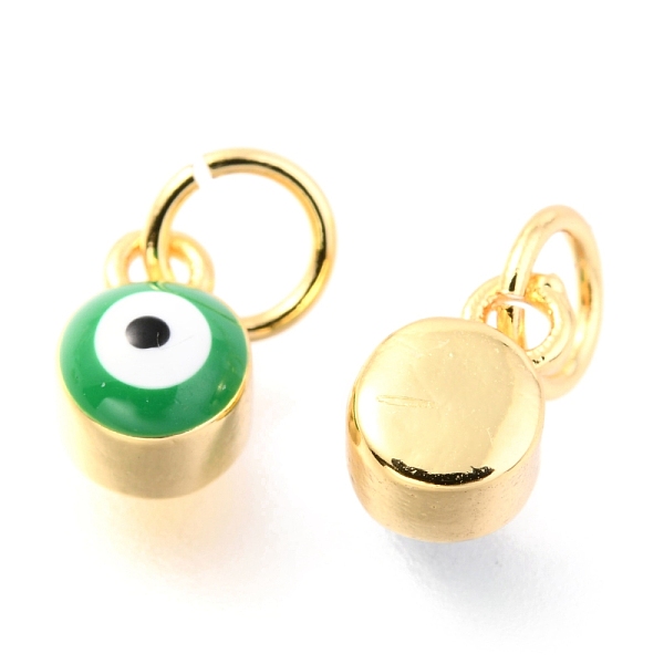 

PandaHall Brass Enamel Pendants, Long-Lasting Plated, Real 18K Gold Plated, with Jump Rings, Column with Evil Eye, Green, 7x3.5x4.5mm,Jump...