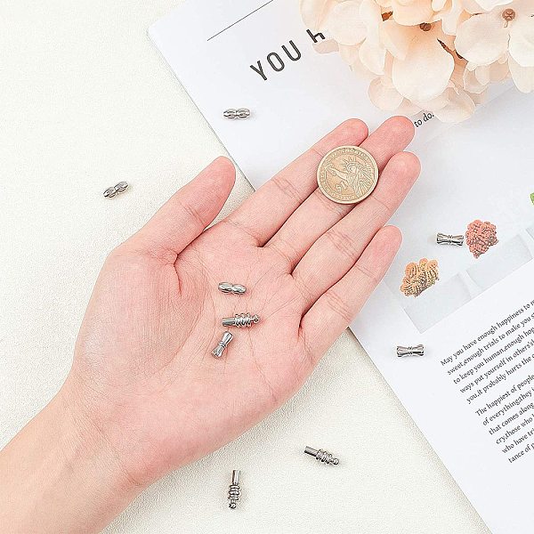 

PandaHall UNICRAFTALE 12sets 3 Styles 1mm/1.5mm Hole Stainless Steel Screw Clasps Column Screw Clasps Tube Leather Cord End Caps with...