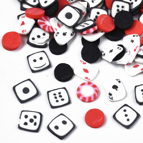 

PandaHall Handmade Polymer Clay Cabochons, Fashion Nail Art Decoration Accessories, Playing Card, Dice, Mixed Shapes, Mixed Color..., Multicolor