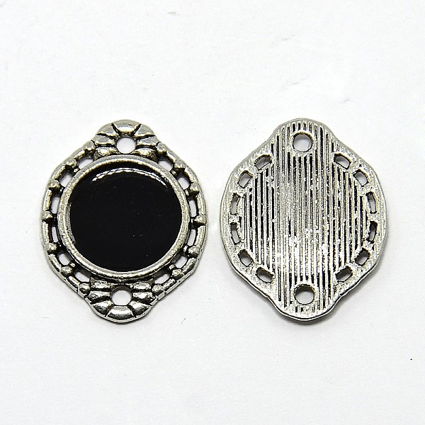 

PandaHall Oval Antique Silver Tone Alloy Enamel Links connectors, Black, 18x15x1.5mm, Hole: 1mm Alloy+Enamel Oval Black
