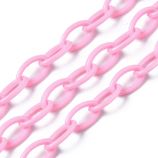 

PandaHall Handmade Opaque Acrylic Cable Chains, Oval, Pearl Pink, 13x8x2mm Acrylic