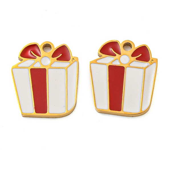 

PandaHall 316 Surgical Stainless Steel Charms, with Enamel, Gift Box Charm, Golden, Red, 14x12x1.5mm, Hole: 1.3mm Stainless Steel+Enamel Box...
