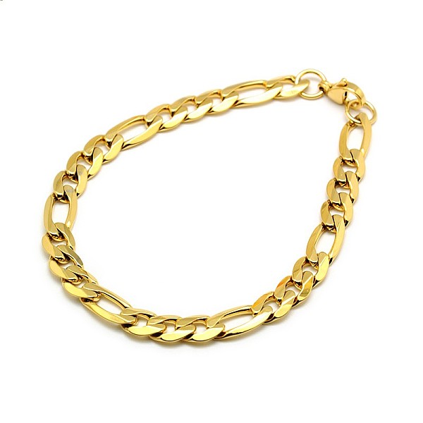 

PandaHall Trendy 304 Stainless Steel Figaro Chain Bracelets, with Lobster Claw Clasps, Faceted, Golden, 8-5/8 inch(220mm), 7mm 304 Stainless...