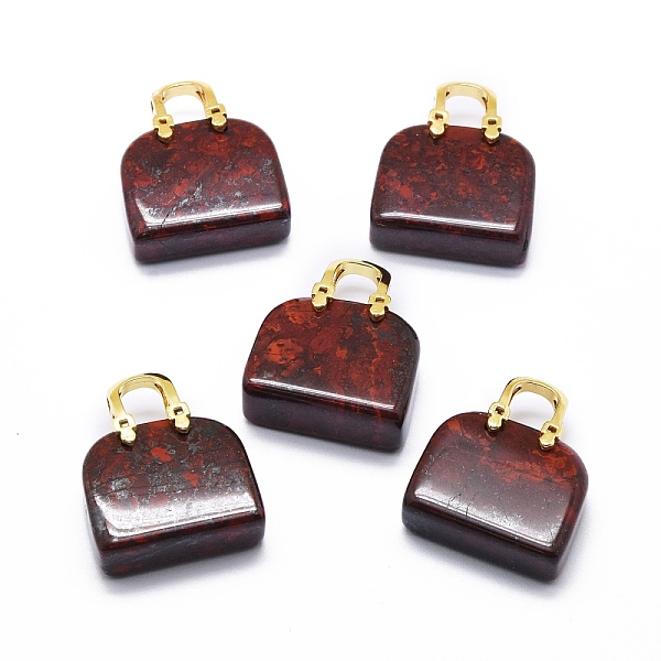 Natural Red Jasper Brass Pendants